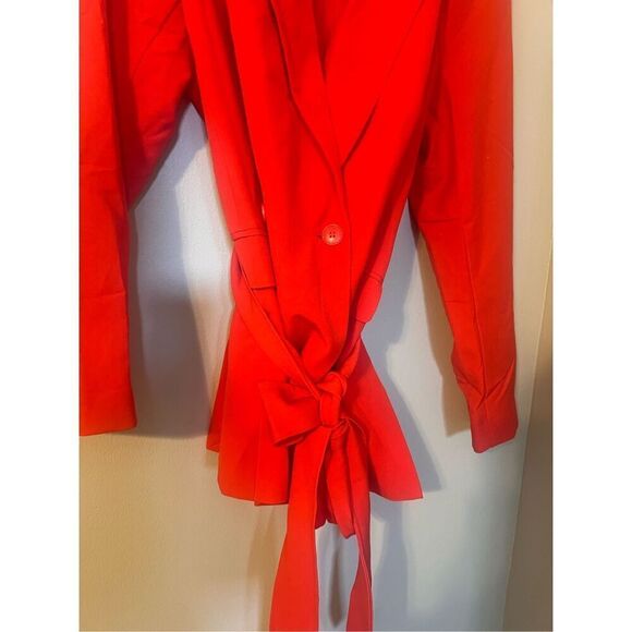 Lane Bryant Size 16 Perfect Drape Belted Puff Sleeve Blazer Red Office Chic NWT - Picture 7 of 12